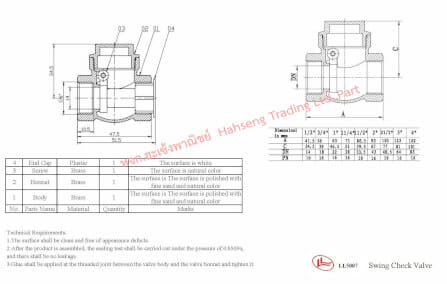 สวิงเช็ควาล์วทองเหลือง LL5007 2-1/2